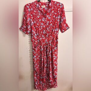 Zadig & Voltaire Floral Red, Light Blue and White Dress. Midi. Size L